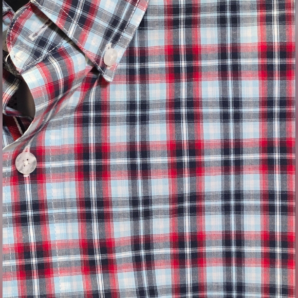 Ariat Pro Series Men's Red Grey Plaid Short Sleeve Button Down Shirt SIZE L TALL - Picture 1 of 10